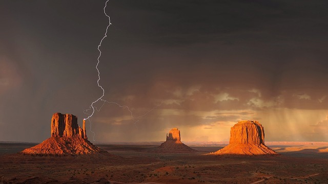 Lightning in Monument Valley
